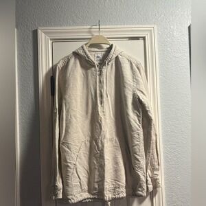 Zara Women's Linen Jacket Hooded Zip Front Lightweight Coat Small